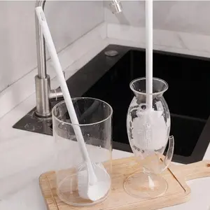 Sikat FLEKSIBEL ANTI GORES Botol Silikon Gagang Panjang Pembersih Gelas serbaguna alat cuci dapur anak bayi spon Cleaning Bottle Brush Round