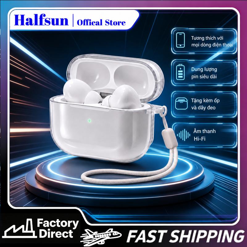 Tai nghe Bluetooth không dây kèm hộp sạc, thời lượng pin dài, thiết lập dễ dàng cho iOS & android – âm thanh stereo với micro tích hợp