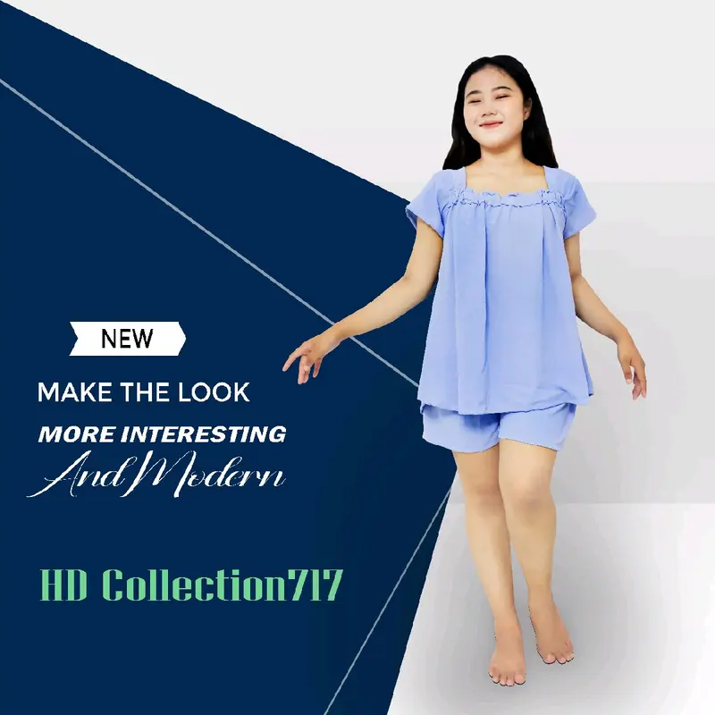 One set baju santai,piyama,rumahan murah Setelan Nyaman Wanita Pendek Celana Panjang Crinkle 0