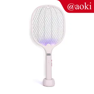 AOKI Raket nyamuk insect killer Dapat digantung 2 in 1 canggih efektif Baterai Listrik Ungu