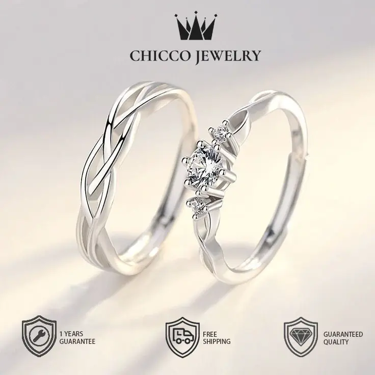 23 Cincin pasangan cincin pria dan wanita cincin pasangan dengan berlian kado pernikahan VVS1 5A Original Store Couple Adjustable Aksesoris Anti karat anti luntur anti perubahan warna Garansi 1 Tahun COD 23