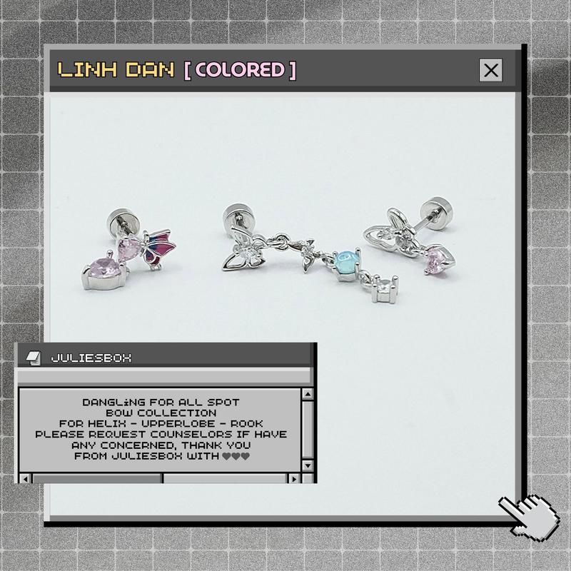 1 Chiếc BẤM Khuyên Tai Nam Nữ LINH ĐAN 1 Colored Unisex Cá Tính Cầu Kì Bằng Đồng Màu Bạc Đuôi Bi Đính Đá Không Gỉ Bông Tai Julies Box 66