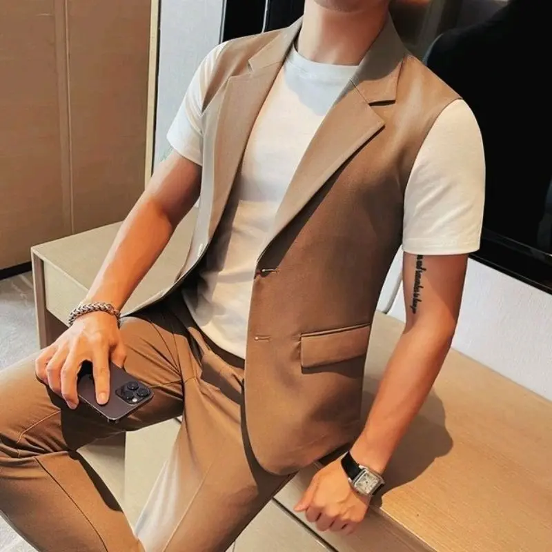 Jas Blazer Pria Tanpa Lengan Formal Non Formal Tebal High Twist Italia Casual Outer vest  outfit Basic Rompi Atasan Hitam