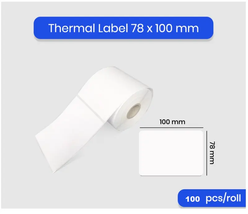 Sticker Label Thermal 76x100 mm 76x100 Core 0,5 1/2 inch - 80x100mm Cocok Semua Printer Thermal Barocde 3