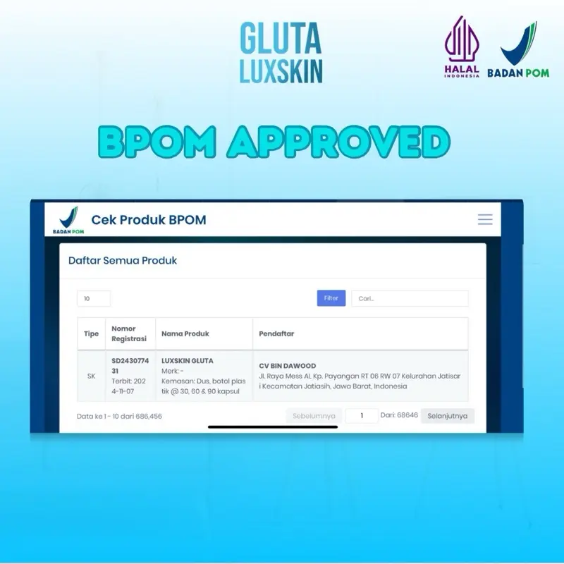 Gluta Luxskin Extra Whitening Booster Halal & BPOM 5