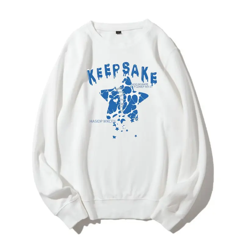 Crewneck Pullover Lengan Panjang Basic Cotton Fleece Tebal / Sweatshirt Flooking Simple Logo Star Keeps Sake / Sweater Pria Wanita Size M-L-XL / CN Distro Murah 3
