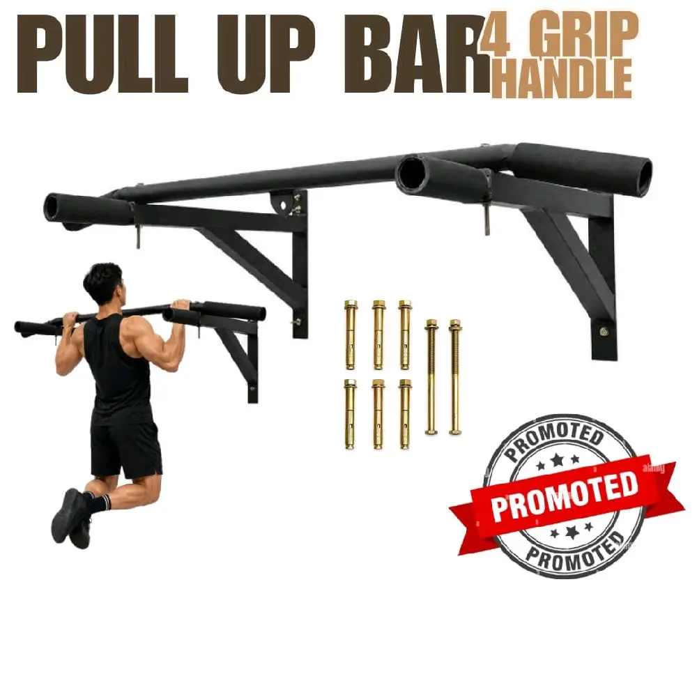 Pull Up Bar Dinding 4 Grip Busa - Include Gantungan Samsak Untuk Olaharaga Outdor