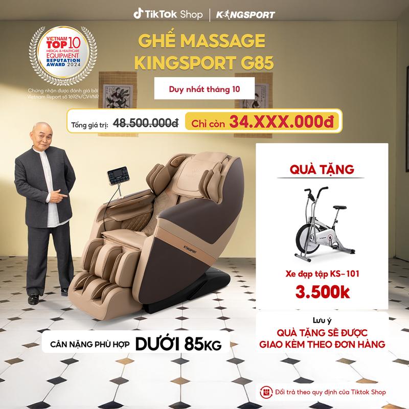 [CHỈ GIAO MIỀN BẮC] Ghế massage toàn thân cao cấp KINGSPORT G85 hệ thống nhiệt hồng ngoại, điều khiển bằng giọng nói hiện đại