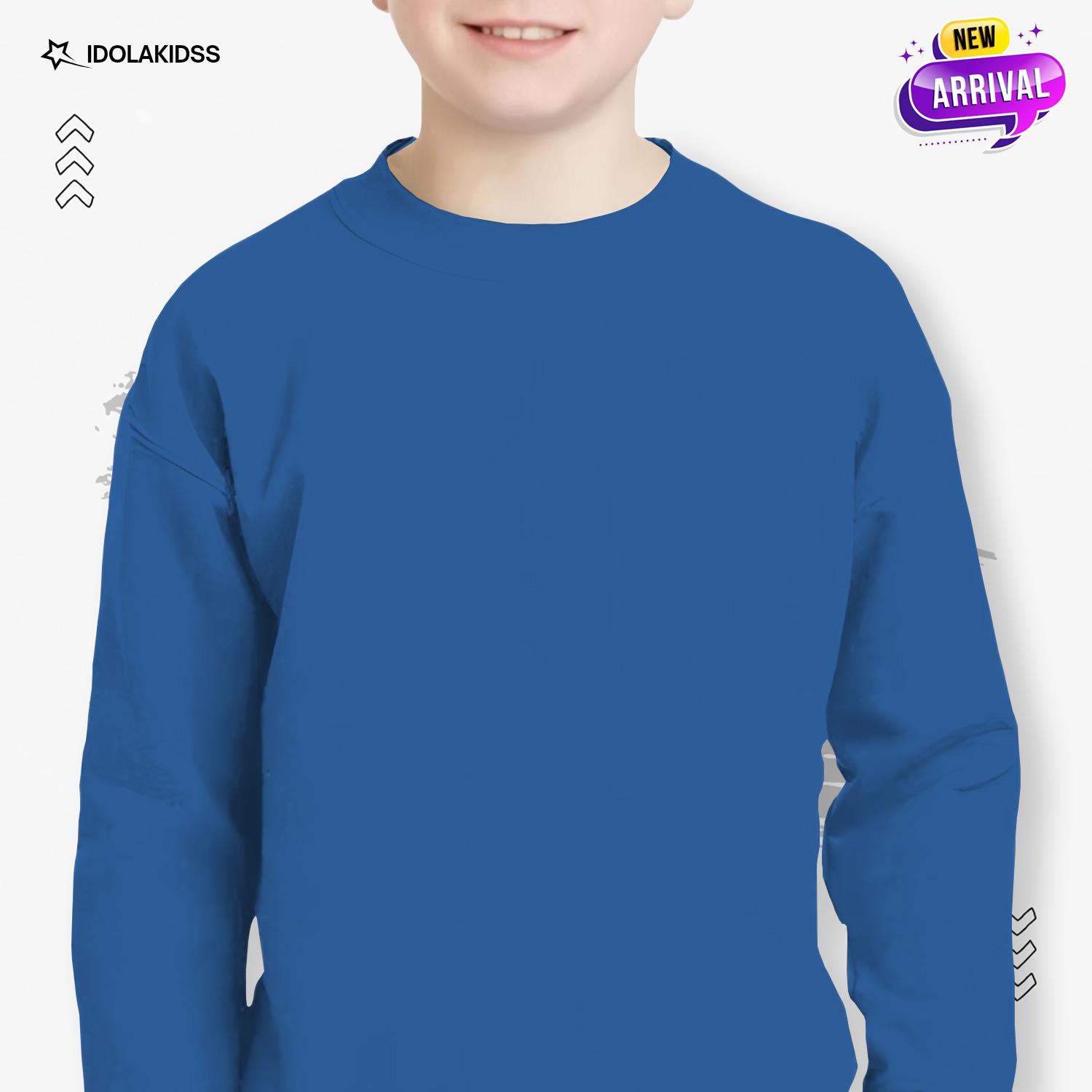 Kaos Anak Usia 3-14 Tahun Lengan Panjang Polos Baju Anak Bahan Cotton Combed