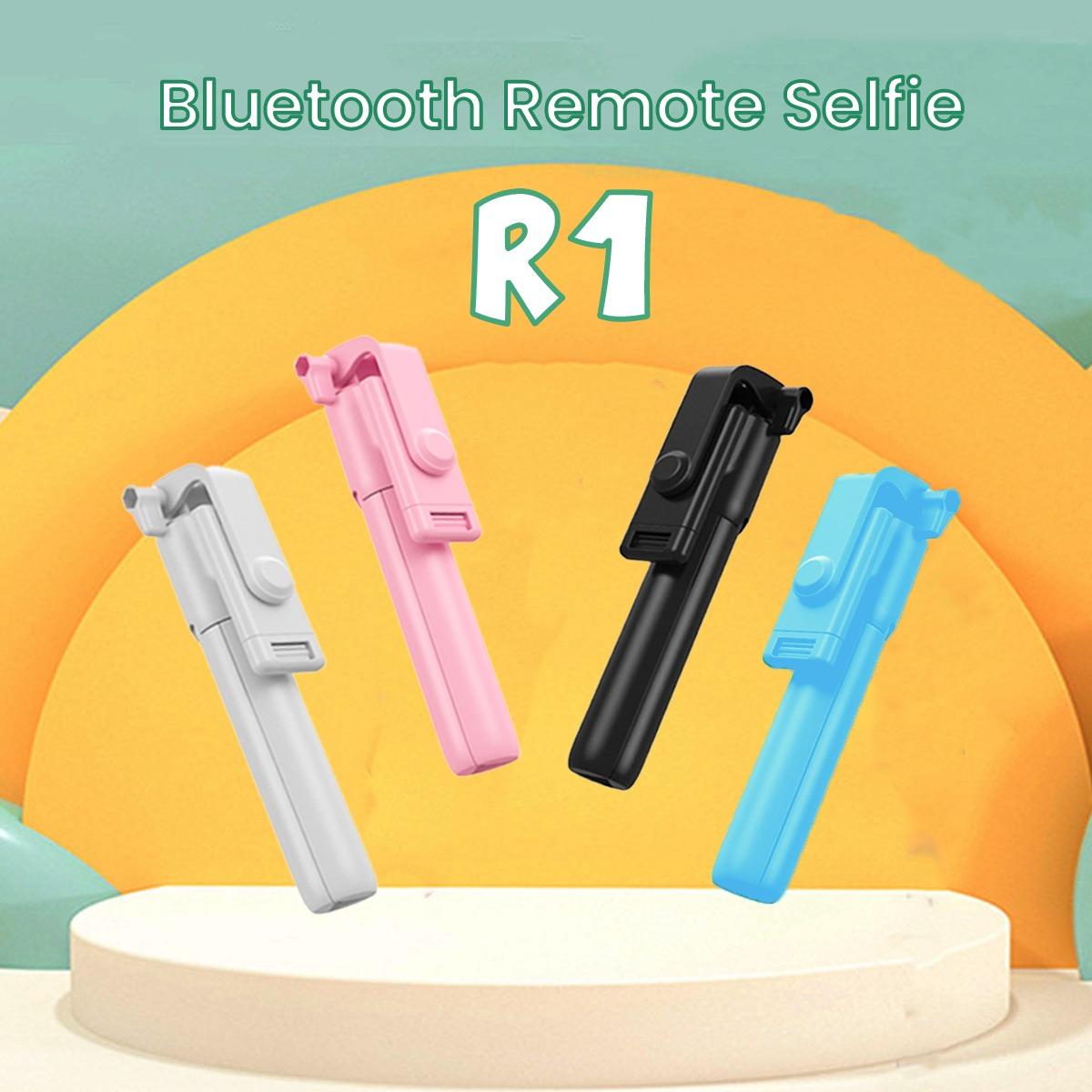 Tongsis Tripod Ponsel Bluetooth R1 3in1 Selfie Stick Bluetootj Remote Action Cam Lampu Putih AH082