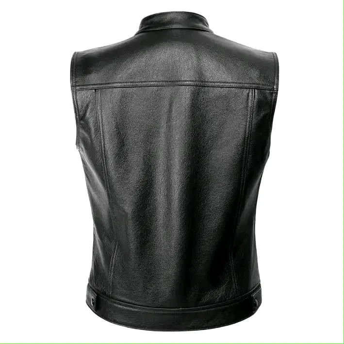 Rompi pria/Rompi motor/Rompi sintetis Pria Kulit Casual Hitam 1