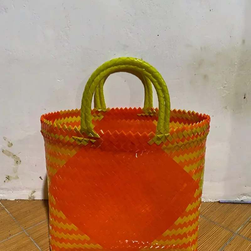 PAKET HEMAT 10PCS // tas anyaman kaca glossy mengkilap ukuran super jumbo (XL) 2