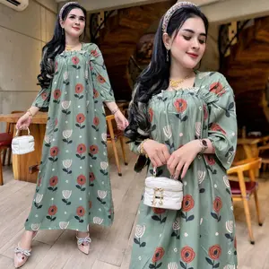 LONGDRESS FUJI MAWAR LONGDRESS JUMBO FUJI KARET DADA SEKDRESS DASTER ADEM MURAH