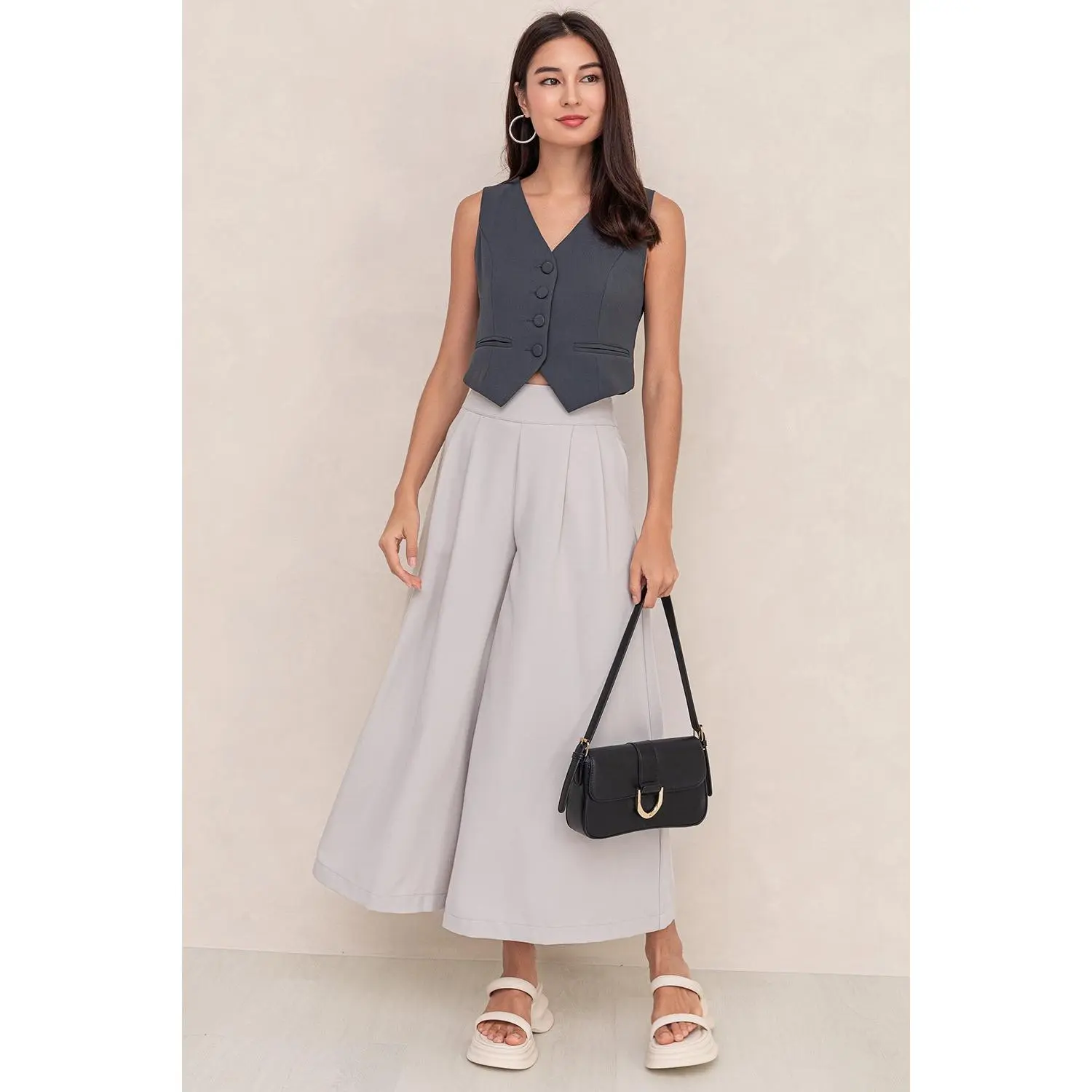 SHOPSASSYDREAM Cleeo Culottes Ecru Grey