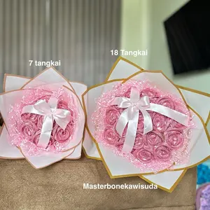 7 Tangkai // BUKET BUNGA MAWAR PITA SATIN //Buket bunga mawar pita satin glitter / buket satin gliter / buket anniversary / buket ulangtahun