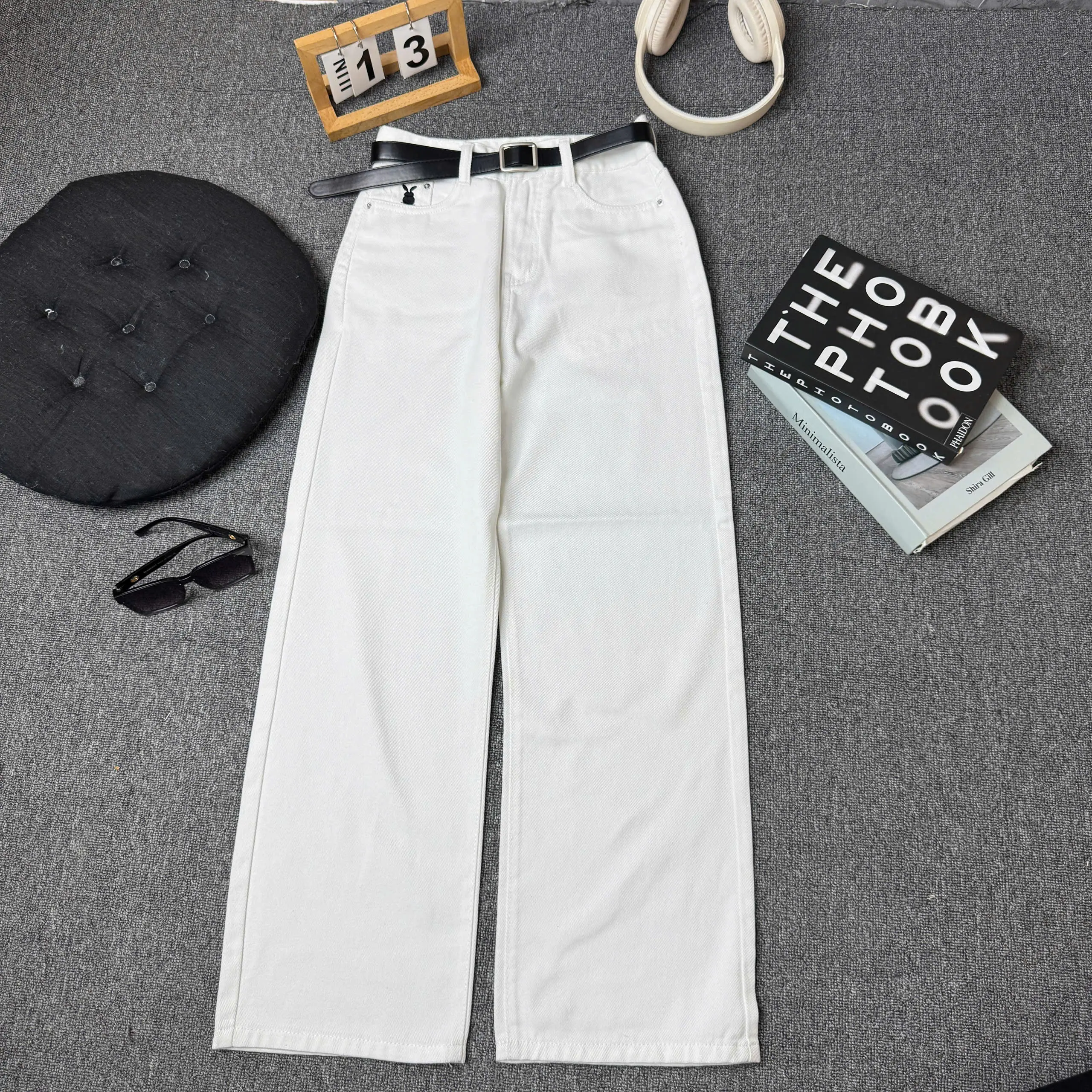 (ND Jean) Quần Jean Kaki Nữ Ống Suông Thêu Thỏ Lưng Cao - Dài 96-103CM -  5 Màu – Form Suông, Vải Không Giãn, Dễ Mặc | BigBuy360 - bigbuy360.vn