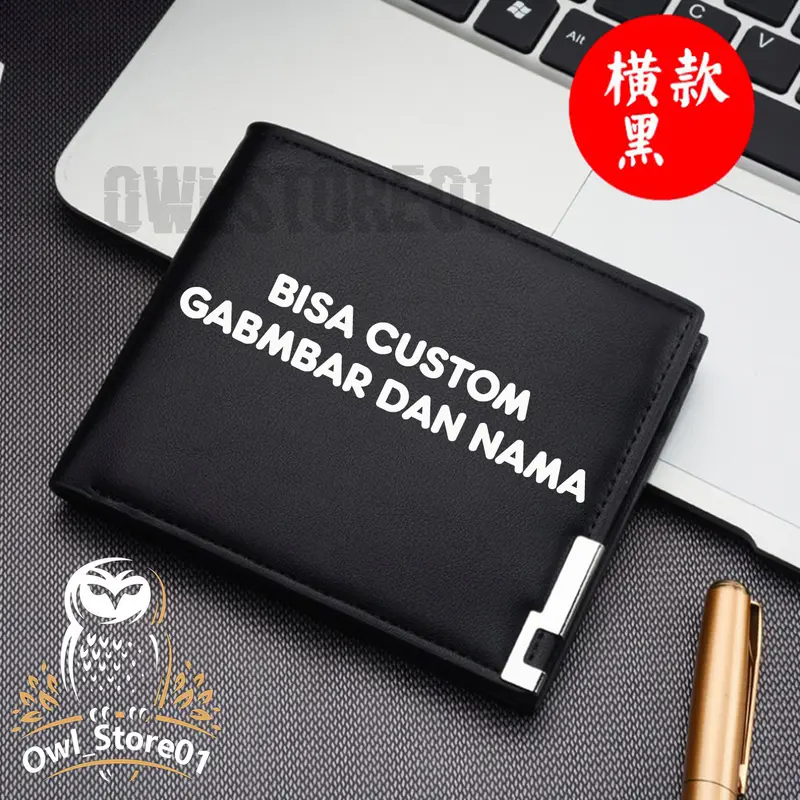 Dompet Pria Lipat Bahan Kulit Sintetis Ukuran 12 x 10 x 1.5 - ITADORI YUJI Warna Hitam Kartu  Uang Dompet Custom Desain Bebas Suka Suka COD 4