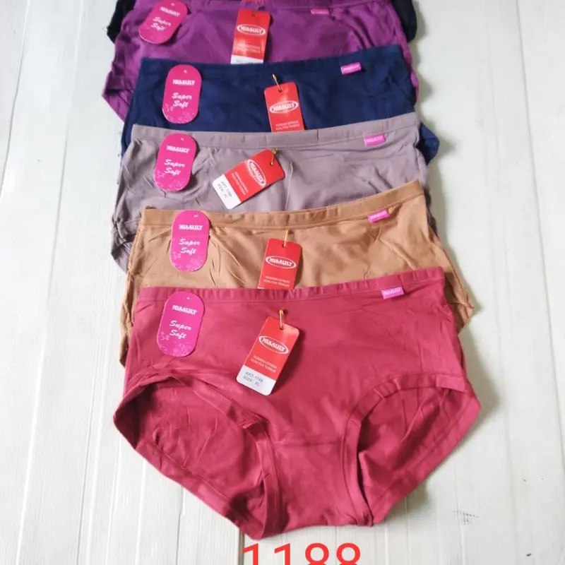 Celana Dalam Bikini MISSLILY Elastis Polos - 3pcs - XL/XXL - Wanita - Pita, Katun, Korset, Stretch, Lembut, Nyaman 4
