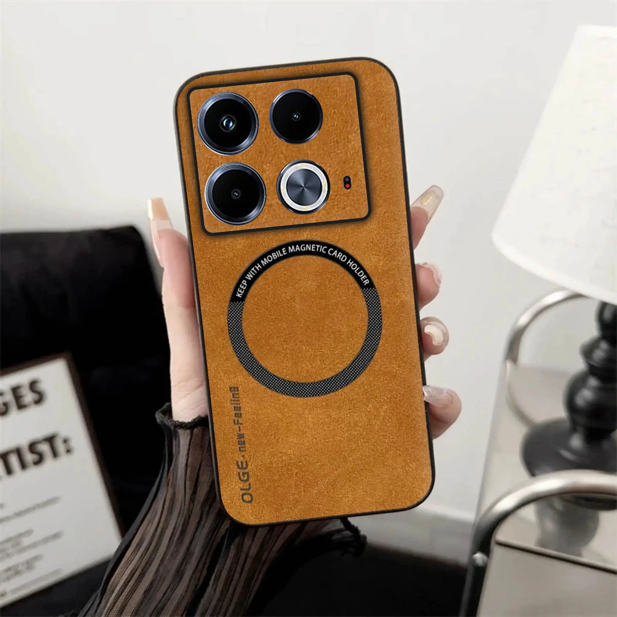 Soft Case Infinix Note 40s Leather Magnetic Support Magsafe Wireless Charging