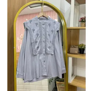 House of Cesya | Hava Blouse | Blus Katun Twill Bordir Kancing Depan