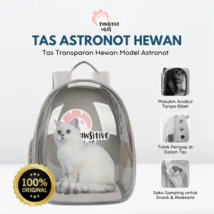 Pawsitive Official Tas Astronot Kucing & Anjing Transparan Full Frame ABS PC Material Premium 3 Lubang Ventilasi Udara Pet Cargo