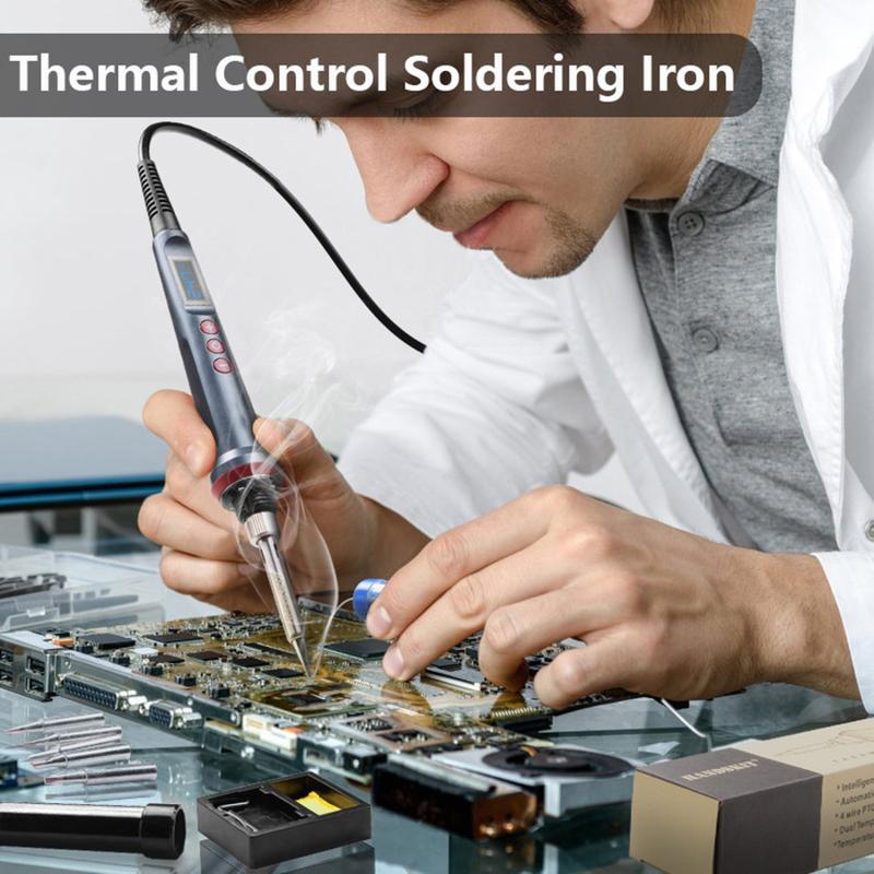 Product Introduction of Electric Soldering Iron LED Digital Display 90W 220V 180-480℃ Welding Pen Electronic Heating Weld Tools EU Plug 64