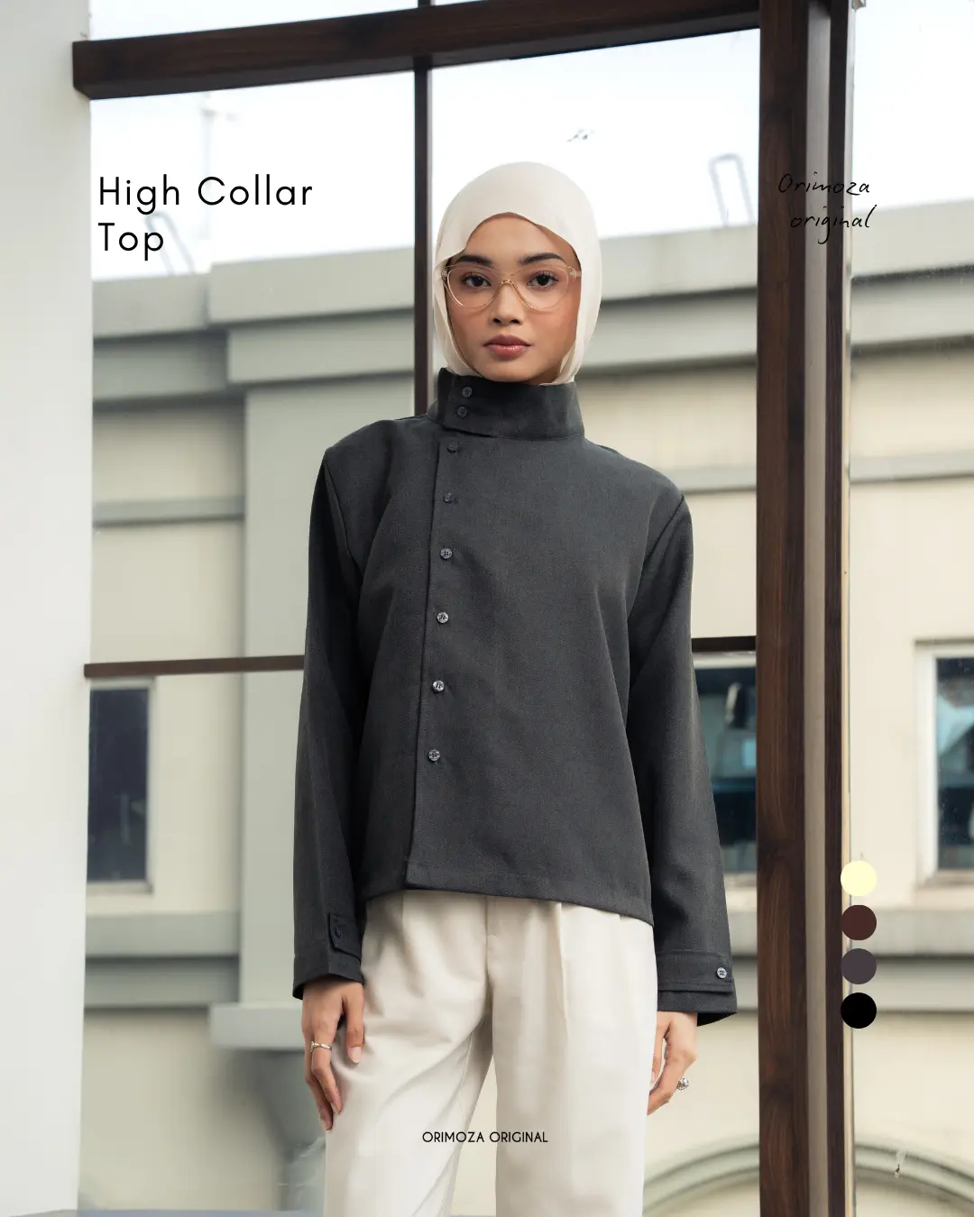 Orimoza Rossie High Collar Top Wanita Semiwool Premium