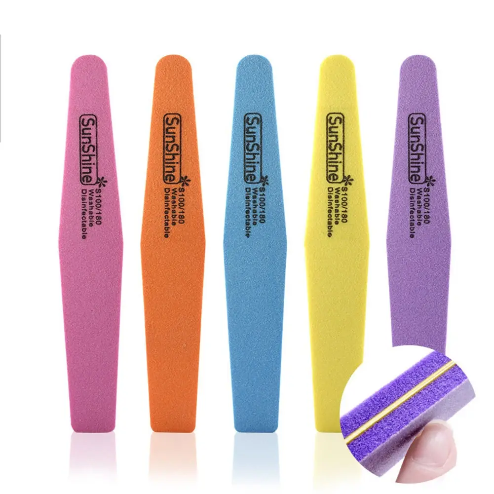 Colorful Sponge Nail Art Files 100/180 Professionel Boat Nail Buffer Emery Board Grinding Manicure Buffers Block Nail Care