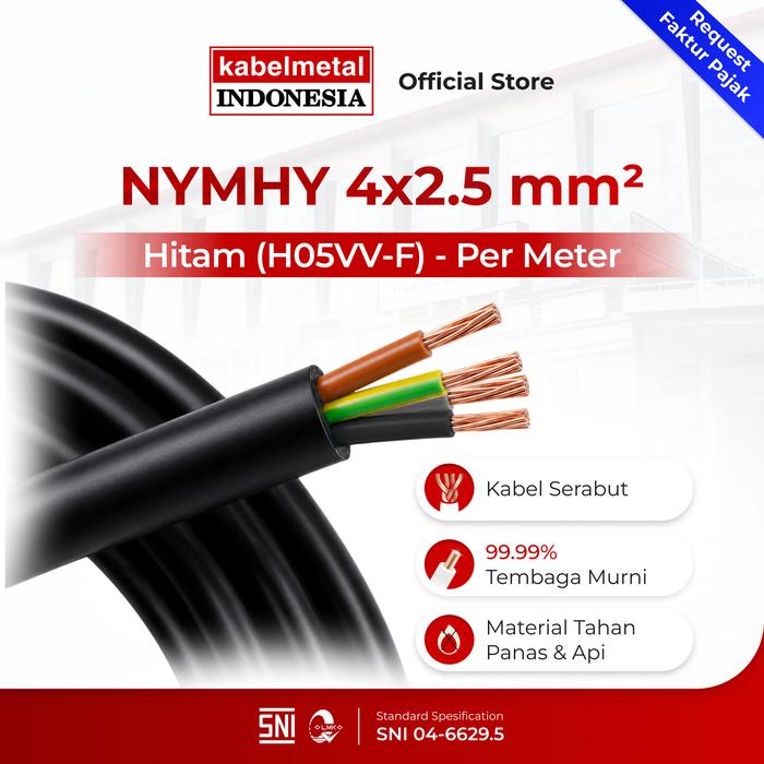 Gambar Kabel Metal - Kabel NYMHY NYYHY 4x2.5 mm Per Meter Serabut Tembaga KMI SNI dari Kabelmetal Indonesia Kota Administrasi Jakarta Timur Tokopedia