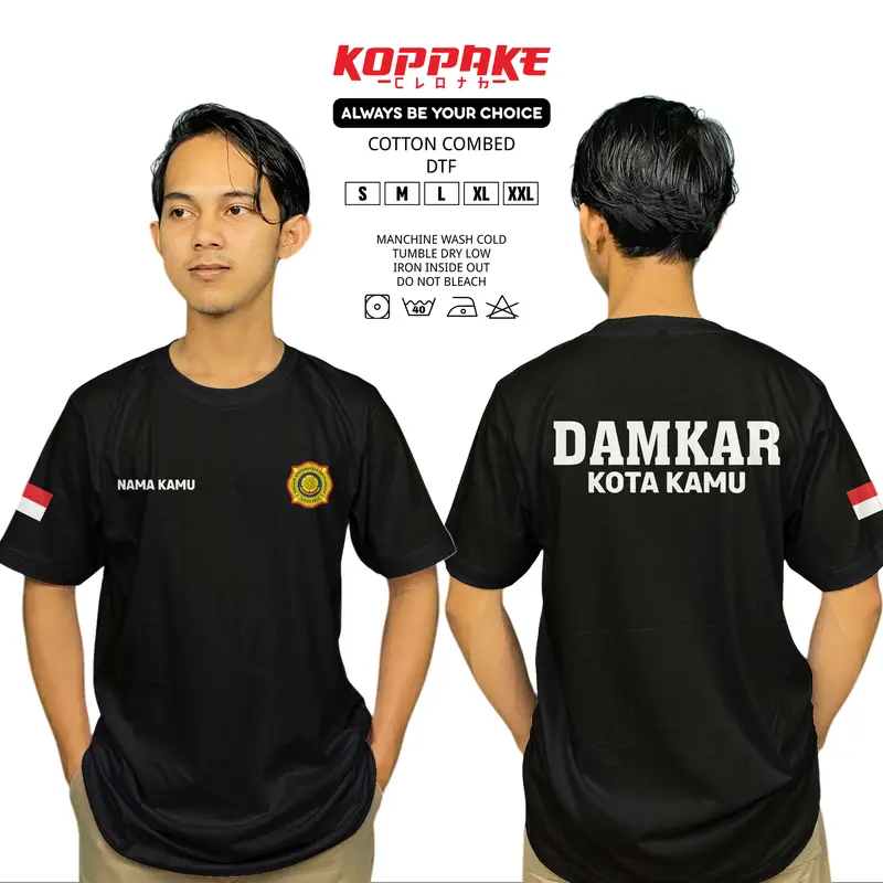 Kaos Pemadam Kebakaran DAMKAR Gratis Nama dan Kota Kamu Lengan Pendek Baju Distro 0