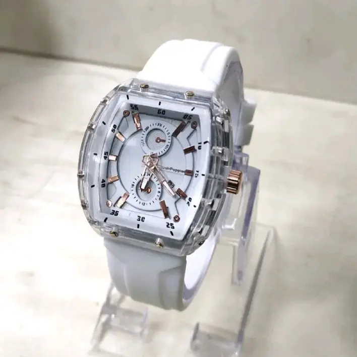 jam tangan wanita terlaris baut model oval strap rubber Analog Elegan Hadiah 3