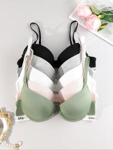 Set de 5 brasieres con diseño de juntas, disponible en múltiples colores, diseño cómodo y a la moda, detalles de calidad de vida, ideal para uso diario