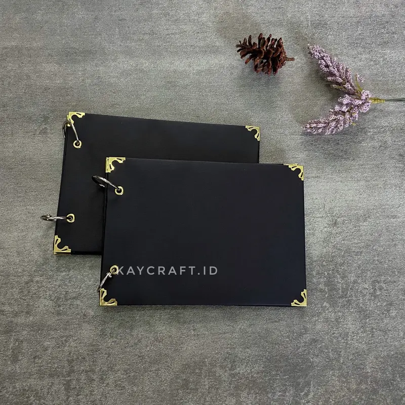 ￼SCRAPBOOK FULL HITAM HARDCOVER A5 (21x15cm)-FREE KERTAS AESTETIC 4