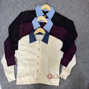 Syifa Blouse Knit Atasan Wanita lengan Panjang Peplum Kancing