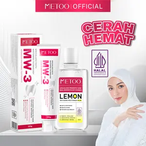 [MURAH BGT] METOO CERAH SET BPOM - pemutih gigi / Gigi Cerah/ Bebas Karang Gigi / Pasta Gigi Probiotik / Karang Gigi / Cegah Bau Mulut / Membersihkan Noda Gigi- METOO MW-3 Tooth Paste 100gr / Lemon Whitening Mouthwash 250ml / non-alkohol