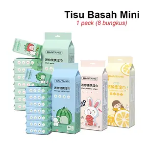 Tisu Basah Mini Travel Size 1 Pax isi 8 Tissue Basah 64 Lembar Tanpa Aroma & Alkohol Praktis untuk Perjalanan
