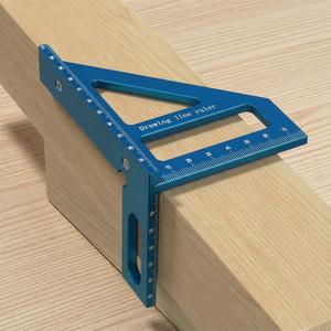 Transportador cuadrado de carpintería de aleación de aluminio, 1 recuento de regla de medición de diseño de 45 ° / 90 °, regla de medición de diseño de 45 / 90 grados de ángulo múltiple