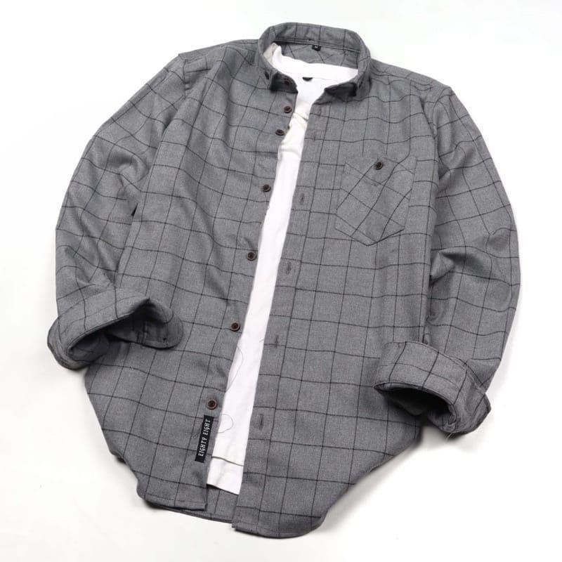 KEMEJA WARNA CREAM CATUR KEMEJA FLANEL PRIA LENGAN PANJANG PREMIUM QUALITY Kain Lembut Kotak Distro Casual Motif Nyaman Semi Surfing 6