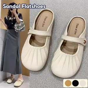Sandal Slip On Wanita Flat / Sandal Empuk Wanita / Sandal Fashion / Sandal Ujung Tertutup / Sandal Fashion Korean Style