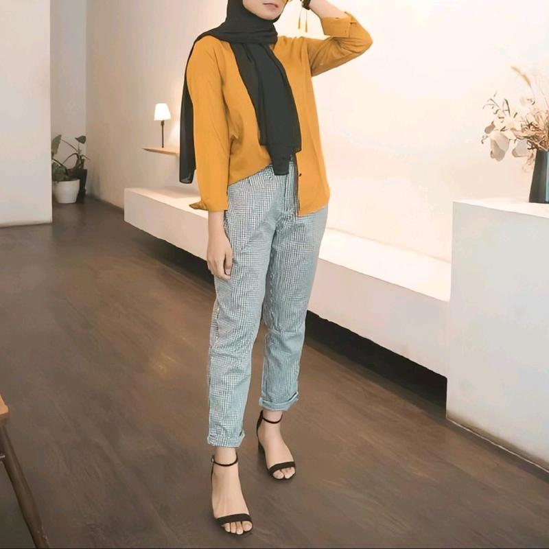 Atasan Kemeja Wanita Bahan Cringkle Premium size M L XL Airflow Crinkle Nyaman Top Oversize 9
