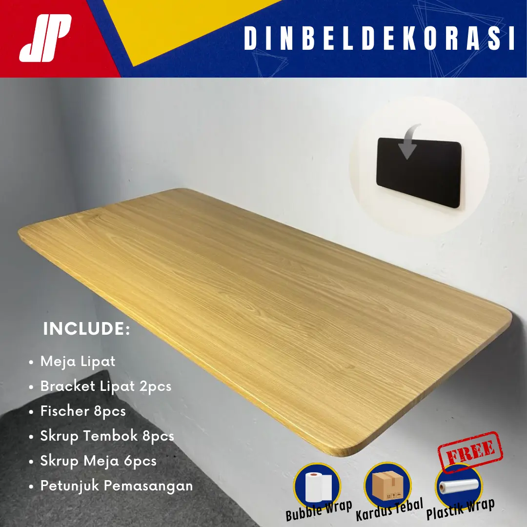 (TERMURAH) MEJA LIPAT DINDING 120X40 120X30 100X40 100X30 80X40 80X30 60X40 60X30cm / MEJA DEKORASI RUANGAN DENGAN BRACKET LIPAT