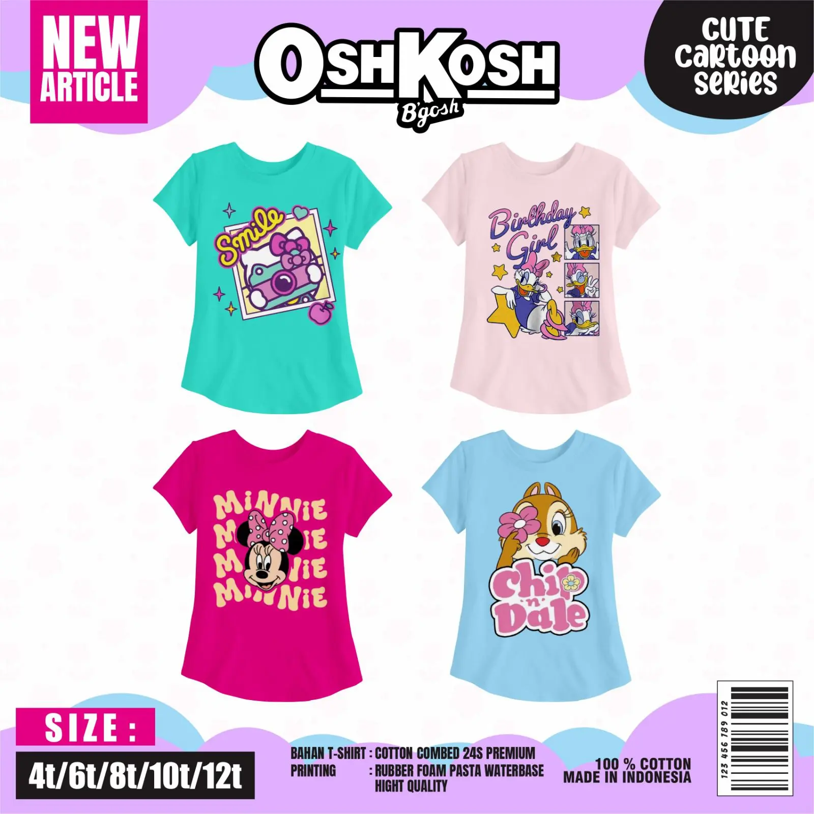 T-SHIRT CUTE CARTOON SERIES by OSHKOSH | Kaos Anak Perempuan Lucu
