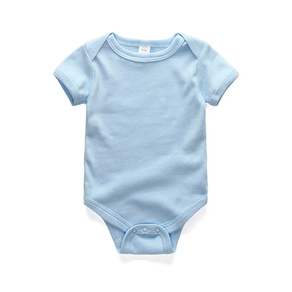 Kiddiezoom four seasons boys and girls solid color stitching 100% cotton jumpsuit boy girl tight soft 0-12 months baby cute baby clothes