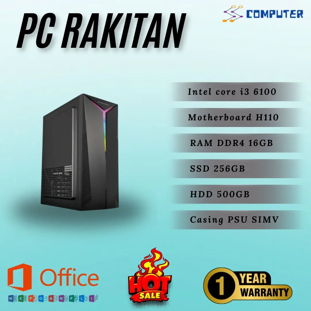 PC RAKITAN i3 6100 SIAP PAKAI!!