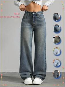 Jeans de cintura alta y pierna ancha recta tipo novio para mujer, cómodos y de algodón, estilo clásico casual para todas las estaciones, diseño elegante con bolsillos y cierre de cremallera