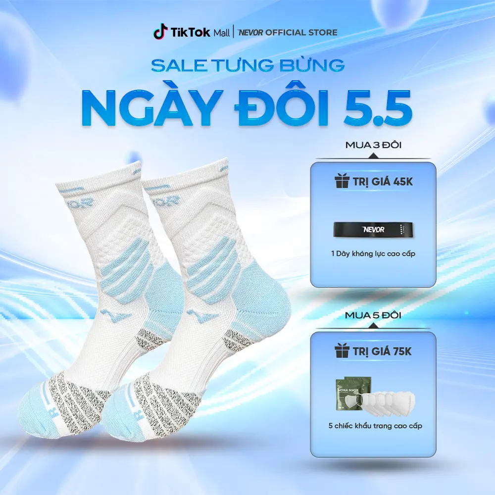 (Dày) Nevor Solution Tất Vớ Thể Thao Cao Cấp TCN02 Dệt Nano NSlip Thoáng Khí Ngăn Ngừa Chấn Thương, Hỗ Trợ Cải Thiện Hiệu Suất Vận Động khi Đá Bóng, Pickleball, Bóng rổ Sport