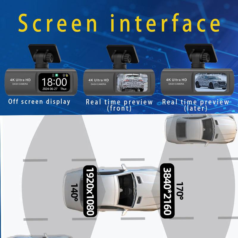 Product Introduction of HD 4K dual lens driving recorder black box driving recorder car DVR 1080P rear camera built-in WiFi GPS 24-hour parking monitor Includes 128GB TF 37
