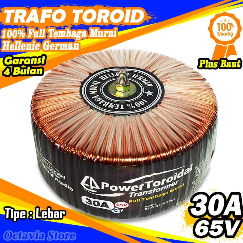 Trafo Toroid | Trafo Donat CT 65V 55V 30A (MURNI) Extra CT 12V 15V 18V Full Tembaga Murni Helecnic Jerman 1