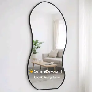 kaca cermin Aesthetic Cermin Dinding Desain Unik untuk Dekorasi Rumah Modern dan Elegan Ukuran 40x86