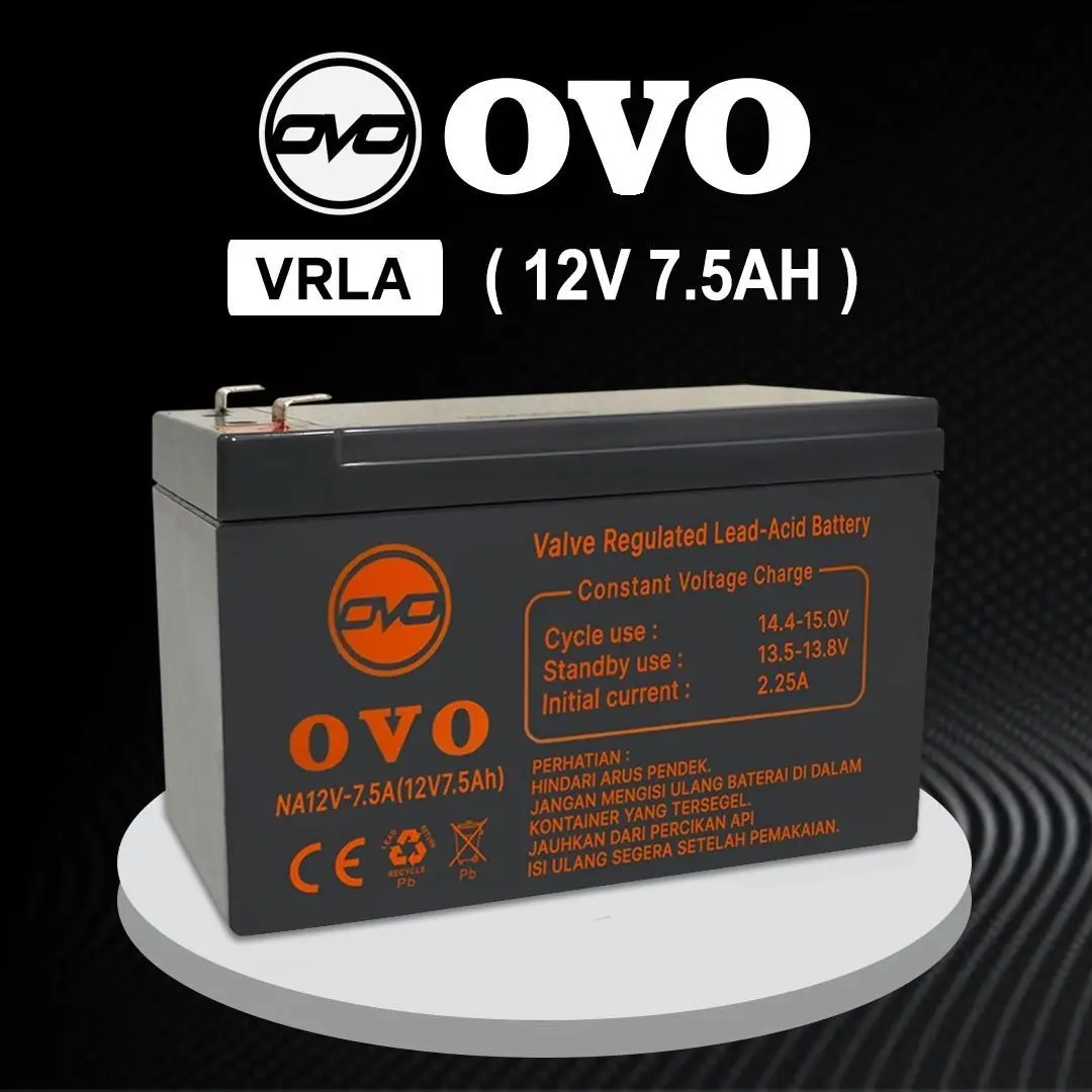 Baterai UPS OVO 12V 7.5AH VRLA NA12V-7.5A